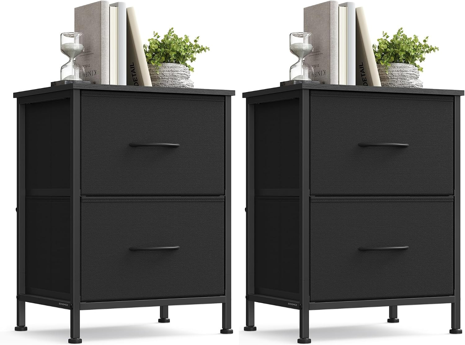 SONGMICS Nightstand with 2 Fabric Drawers, Bedside Table, Side End Table | Amazon (US)