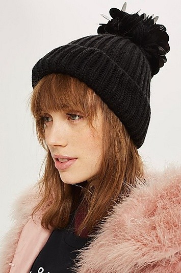 Sequin Pom Pom Beanie Hat - Black | Topshop US