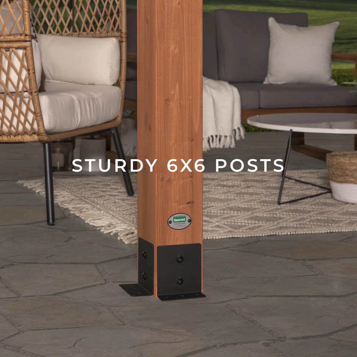 Backyard Discovery Beaumont 12' x 12' Cedar Wood Outdoor Patio Pergola Kit with Trellis Roof and ... | Wayfair North America