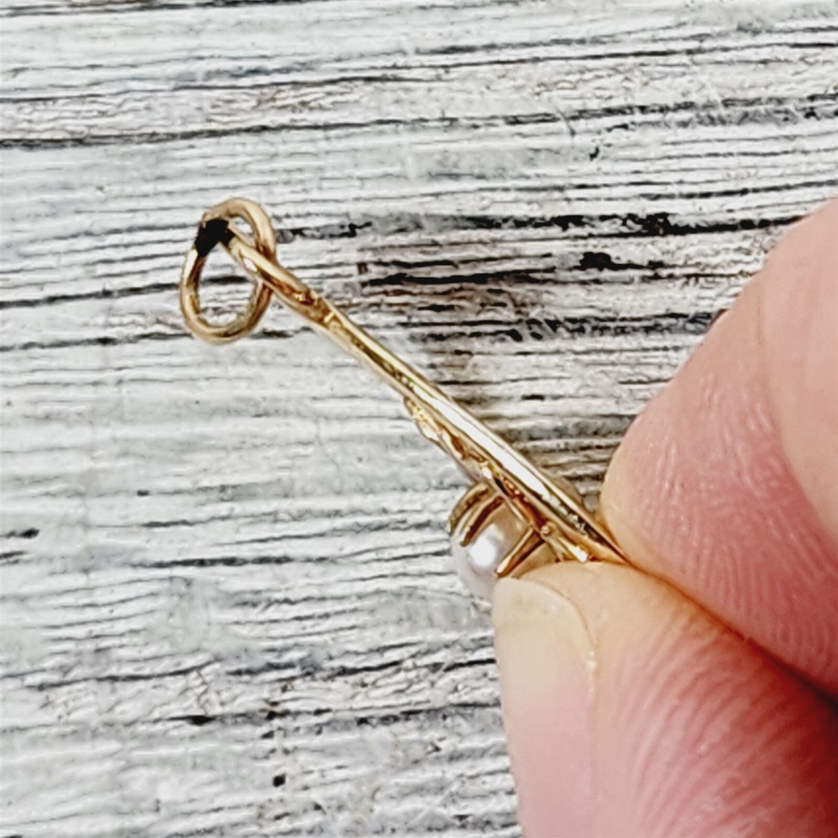 Vintage 14K Yellow Gold Four Leaf Clover Pearl Wishbone Charm Pendant Lucky | eBay US