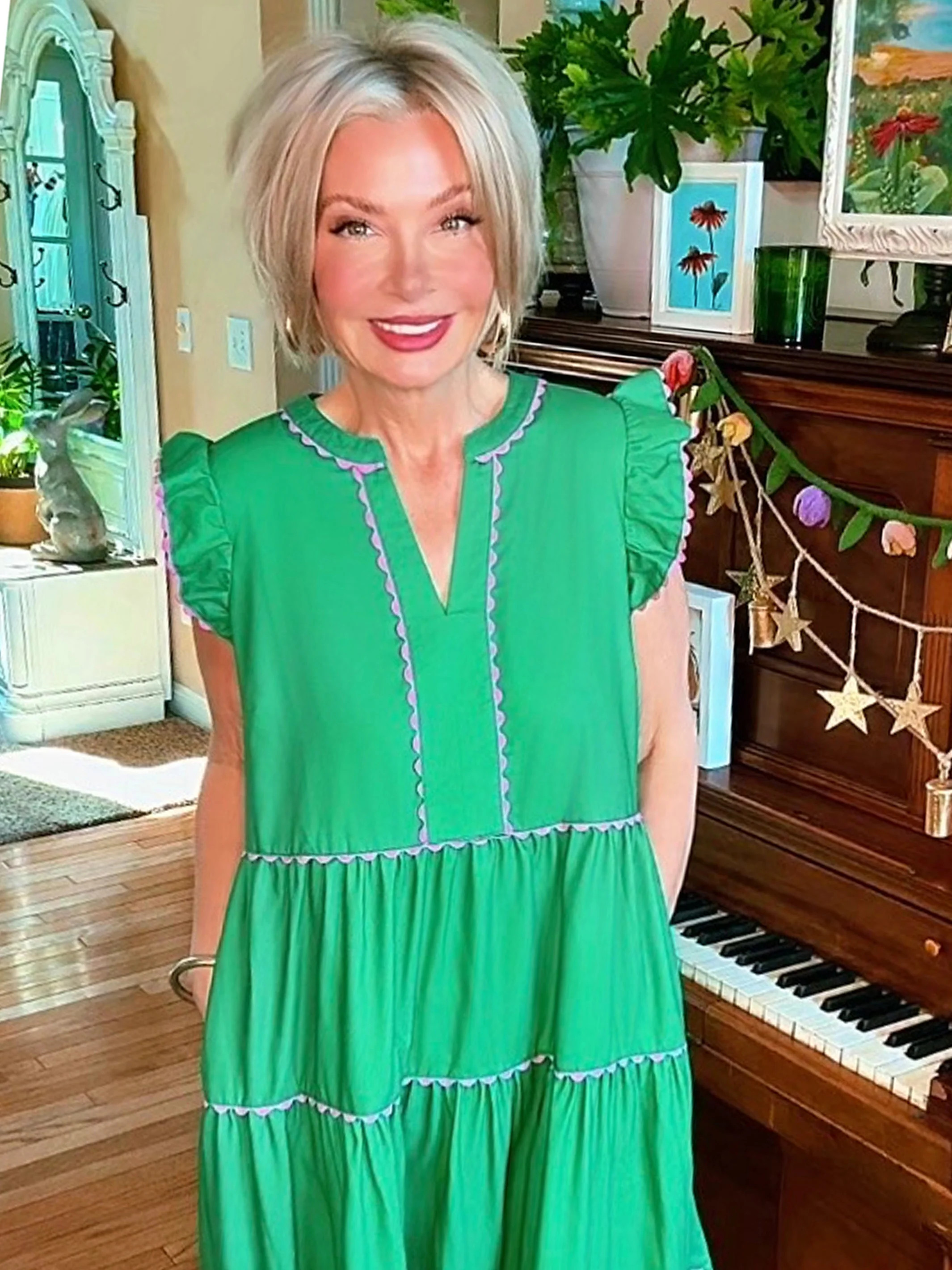 Kari Dress | Green + Pink | Mary Square