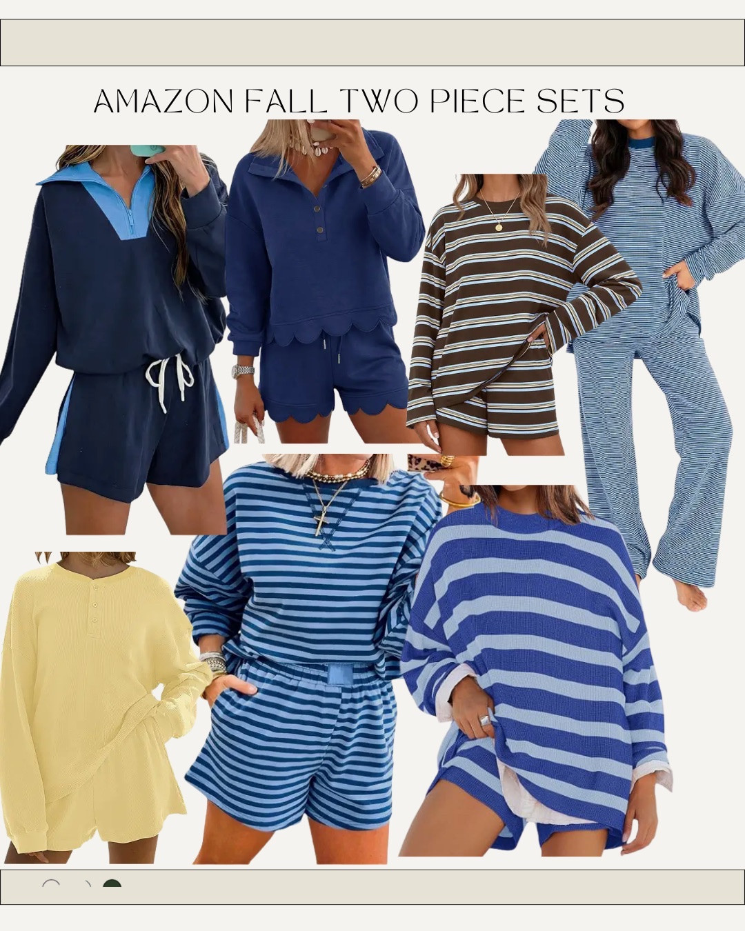 Looks for less budget friendly two piece sets from Amazon. Great for going into fall. Cute but casual outfit idea loungewear home body. ￼

#LTKmomlife #LTKBump #LTKootd
