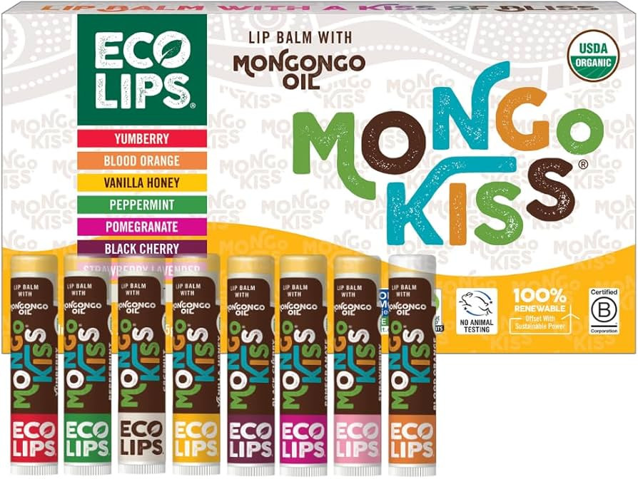 Mongo Kiss USDA Organic Lip Balm Set 8-pack (0.15 oz. each) with Mongongo Oil & Cocoa Butter to M... | Amazon (US)