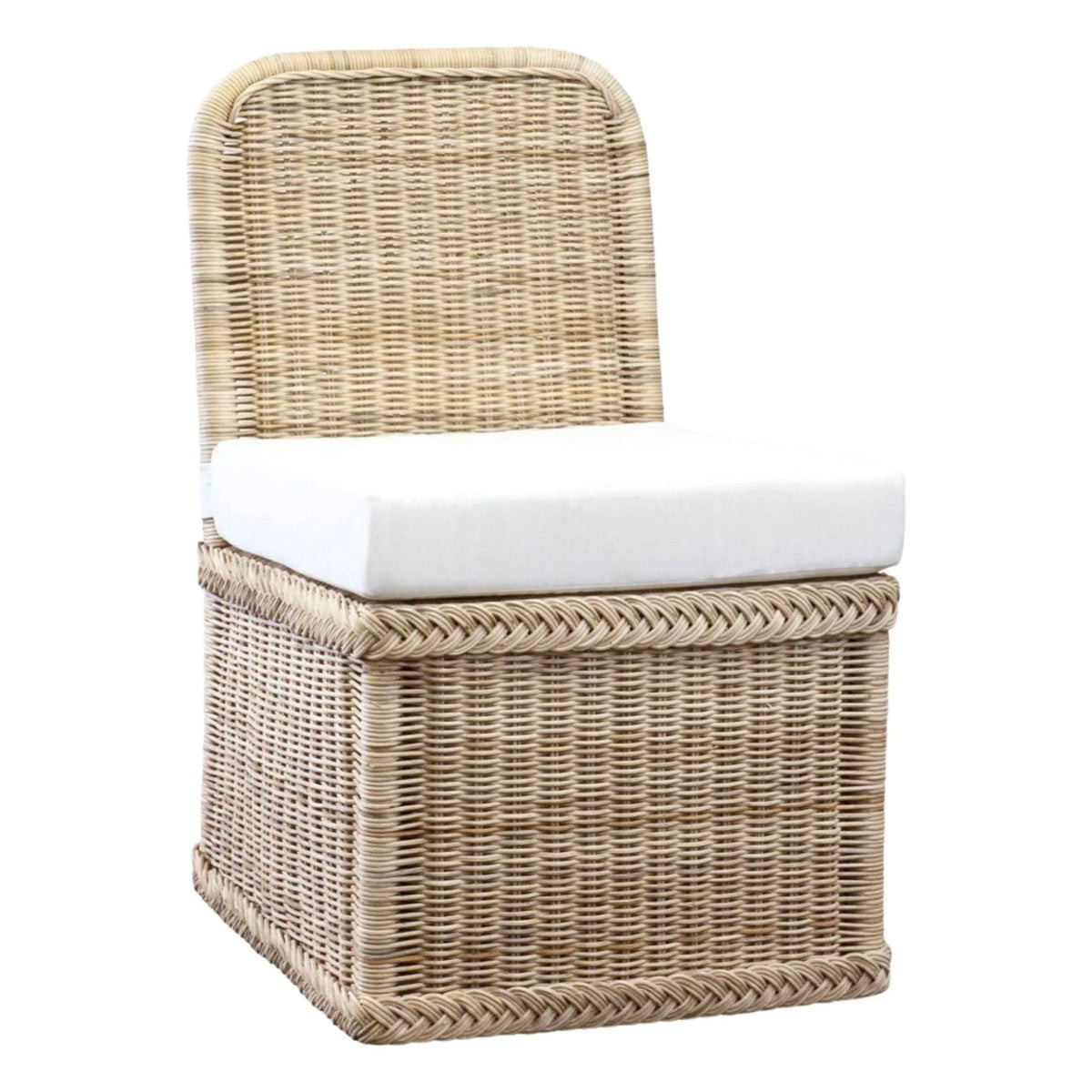 Braided Wicker Chatham Upholstered Slipper Chair | The Well Appointed House, LLC