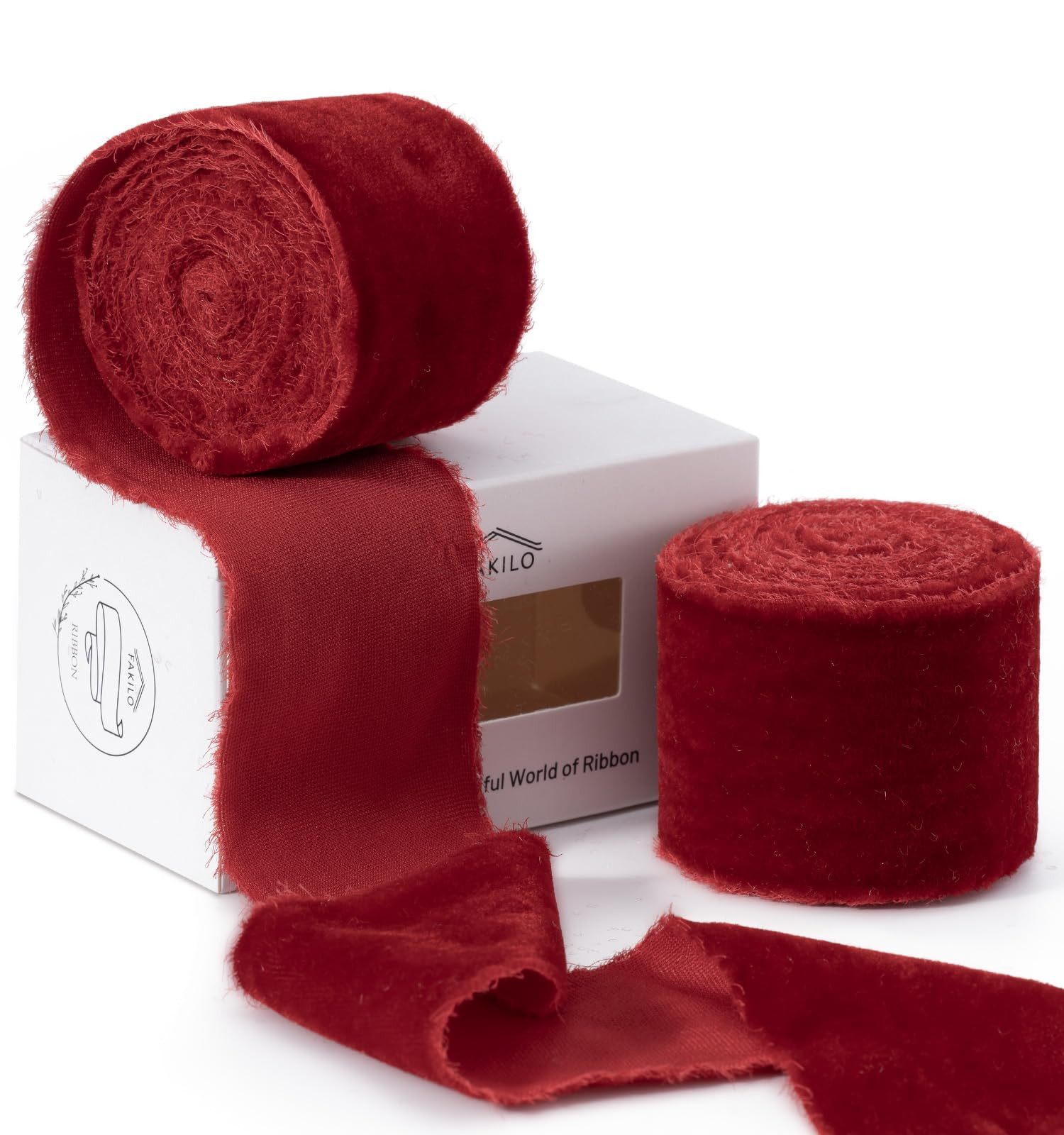 4 Yards Red Velvet Ribbon Christmas Ribbon for Gift Wrapping, 2 Inch Frayed Silk Velvet Ribbon fo... | Amazon (CA)