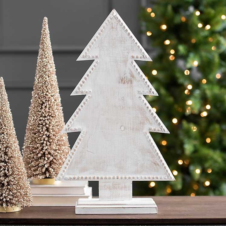White Wooden Christmas Tree, 15 in. | Kirkland's Home