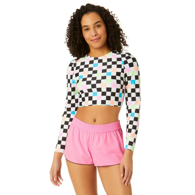 No Boundaries Juniors Checkered Swimsuit Boardshort | Walmart (US)