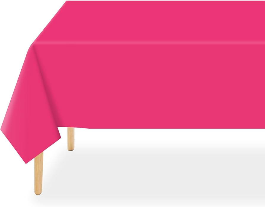 QIKSION Hot Pink Plastic Table Cloth Disposable 2 Pack, 54 x 108 Inch Tablecloths for Birthday Pa... | Amazon (US)