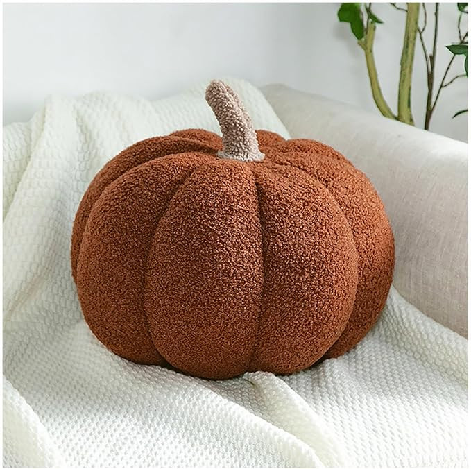 Fluffy Pumpkin Pillow Brown Plush Pumpkin Stuffed Tough Halloween Pumpkins Decorative Couch Throw... | Amazon (US)