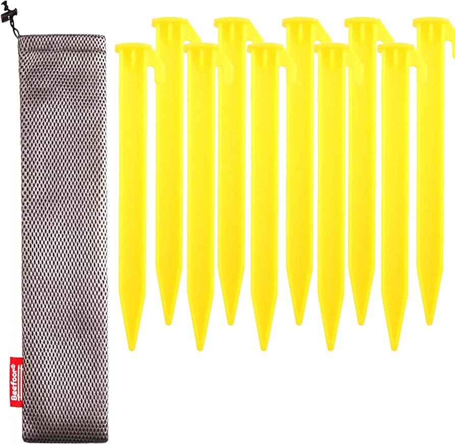 10-Pack Plastic Tent Stakes – 6-Inch Heavy Duty Canopy Anchoring Pegs for Camping, Gardening, L... | Amazon (US)