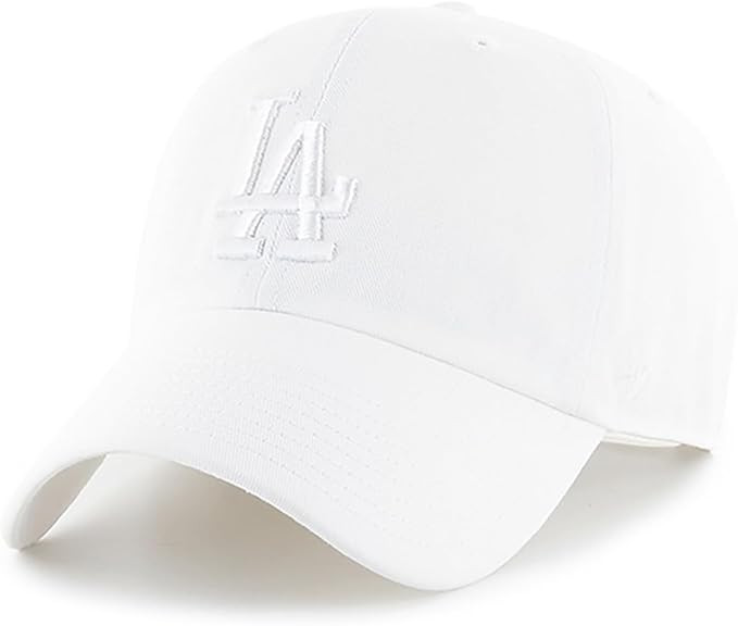 47 Brand MLB White White Primary Logo Clean Up Adjustable Baseball Cap Hat, Adult One Size Fits A... | Amazon (US)