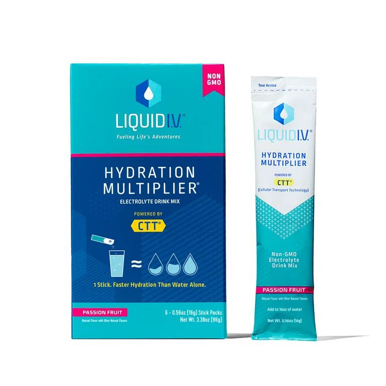 Liquid I.V. Hydration Multiplier, Passion Fruit, 6 Ct, Electrolyte Powder Packets - Walmart.com | Walmart (US)
