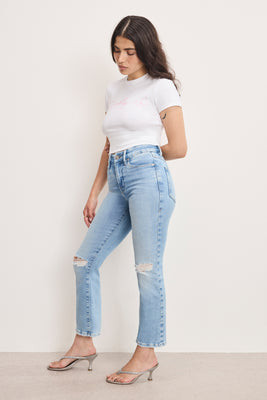Women's Dolly Joleans Petite Straight Jeans | Indigo, Size 15 Plus | Good American by Khlo� Kardashian | Good American