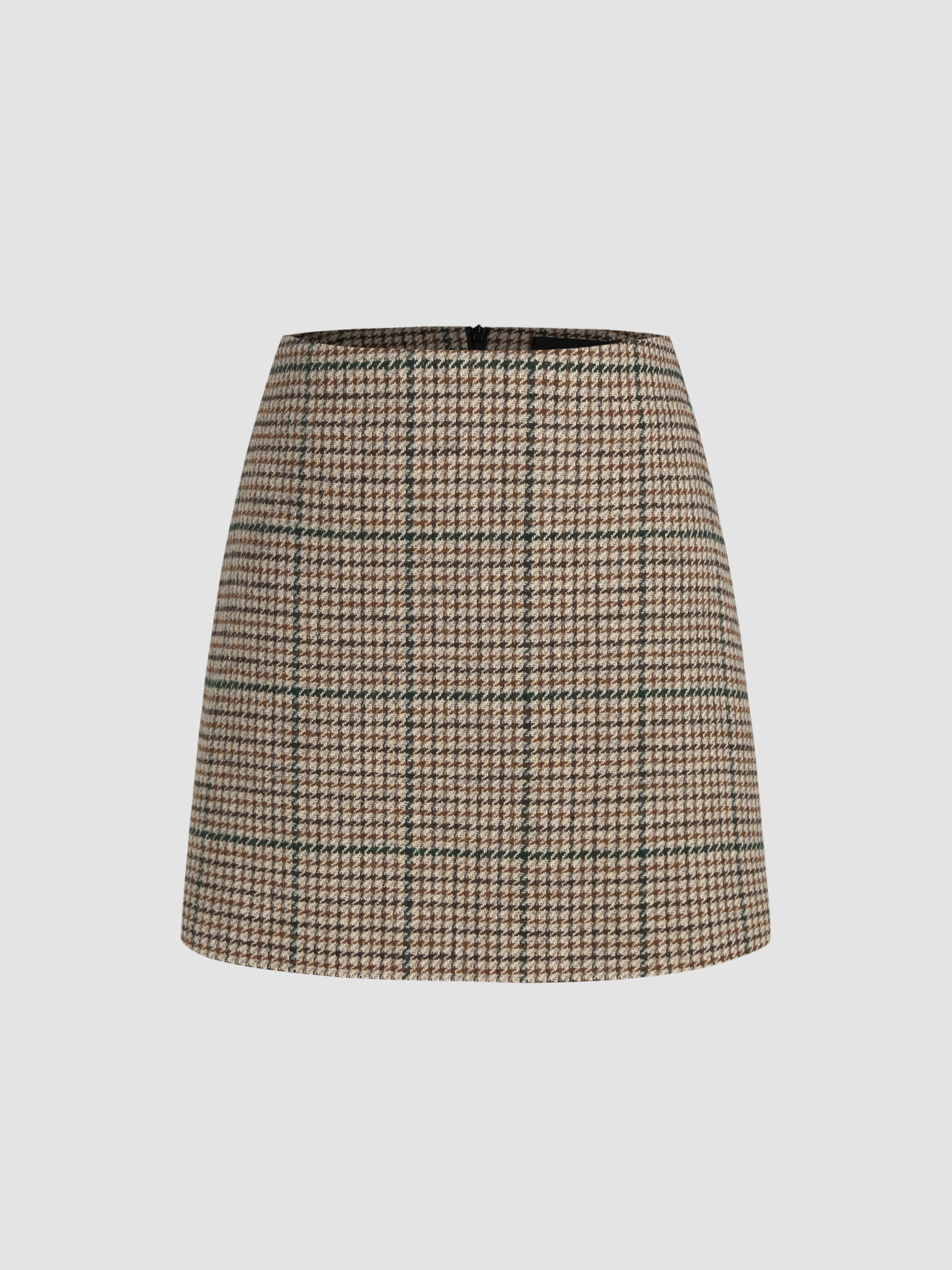 Tweed Tweed Mid Waist Check Mini Skirt For Daily Casual Work | Cider