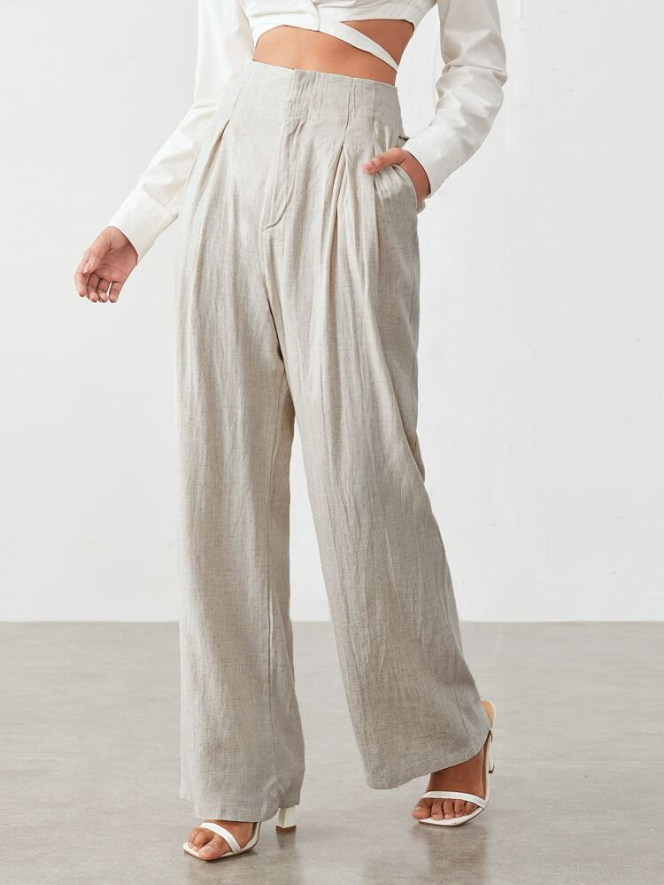 SHEIN BIZwear Slant Pocket Wide Leg Pants | SHEIN