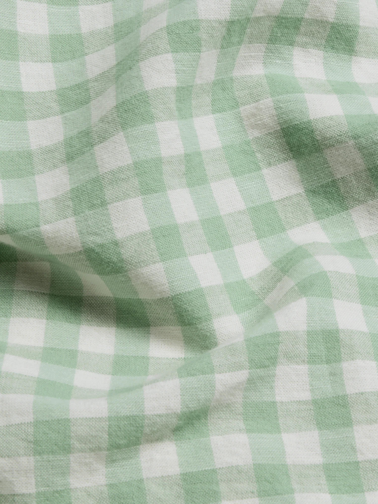Sage Green Gingham Linen Blend Fitted Sheet | Piglet