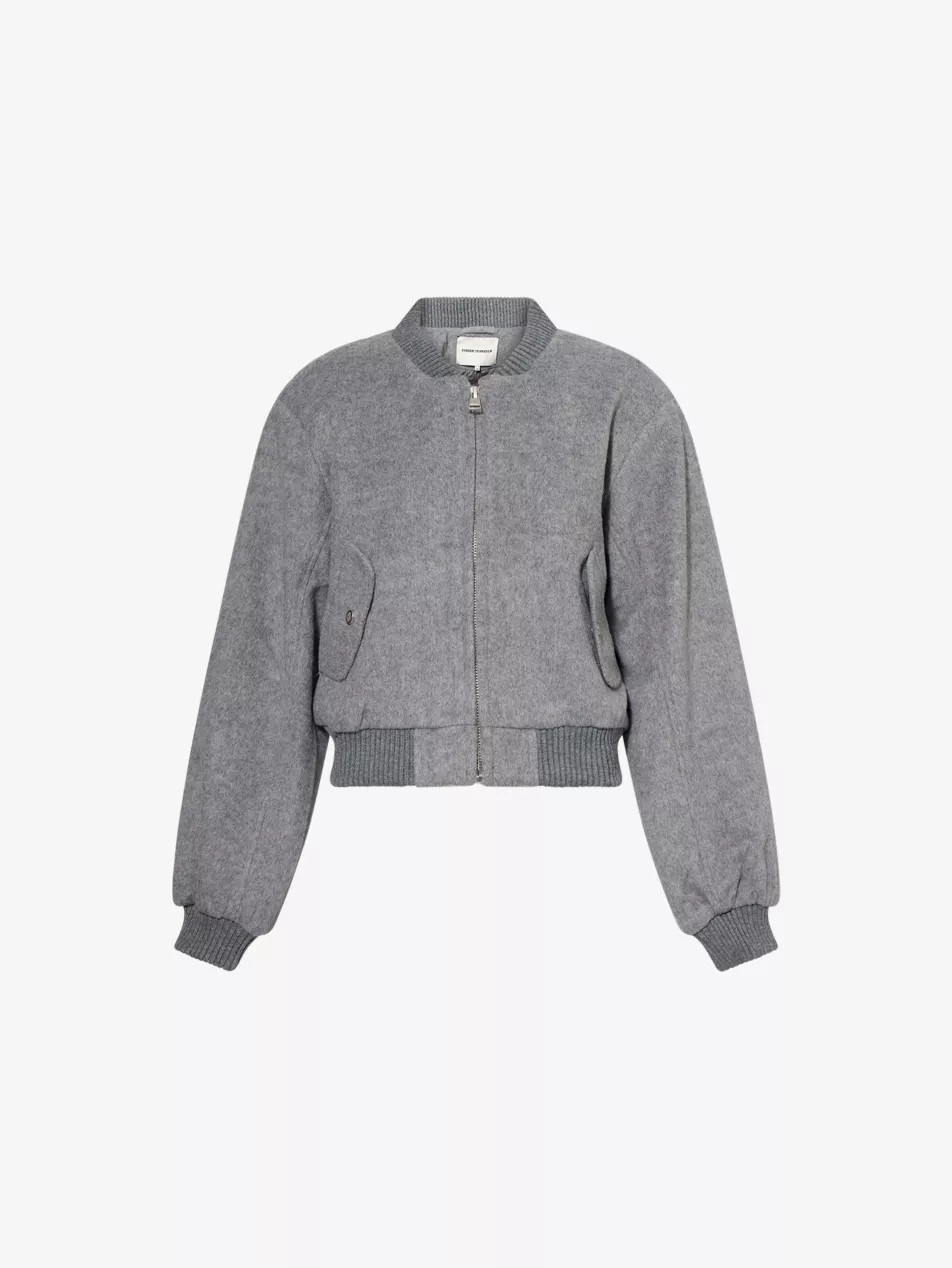 Padded-Shoulder Ribbed Wool-Blend Bomber Jacket | Selfridges