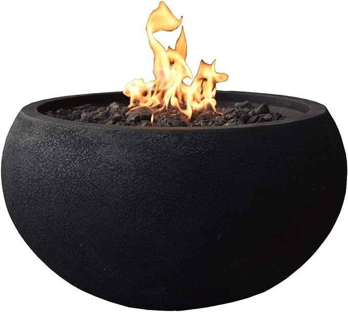 Modeno Outdoor York Fire Pit Table Grey Durable Round Fire Bowl Glass Fiber Reinforced Concrete P... | Amazon (US)