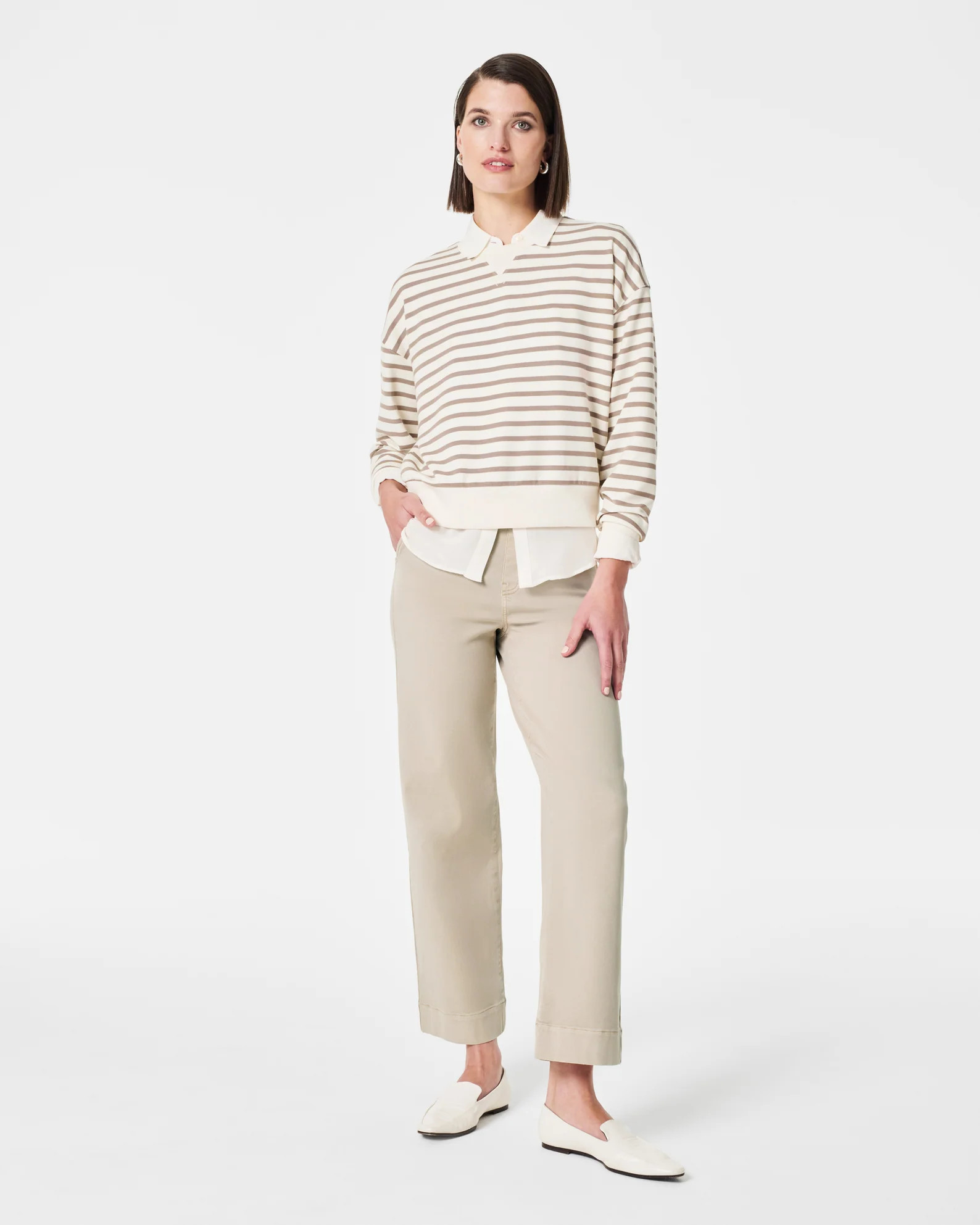 Stretch Twill Cropped Wide Leg Pant | Spanx