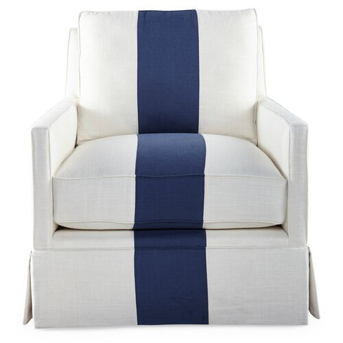 Auburn Club Chair, Indigo Stripe | One Kings Lane