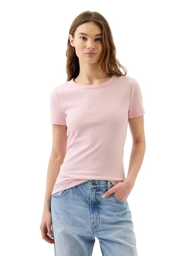 GAP Womens Short Sleeve Ribbed Tee Light Peony M | Amazon (US)