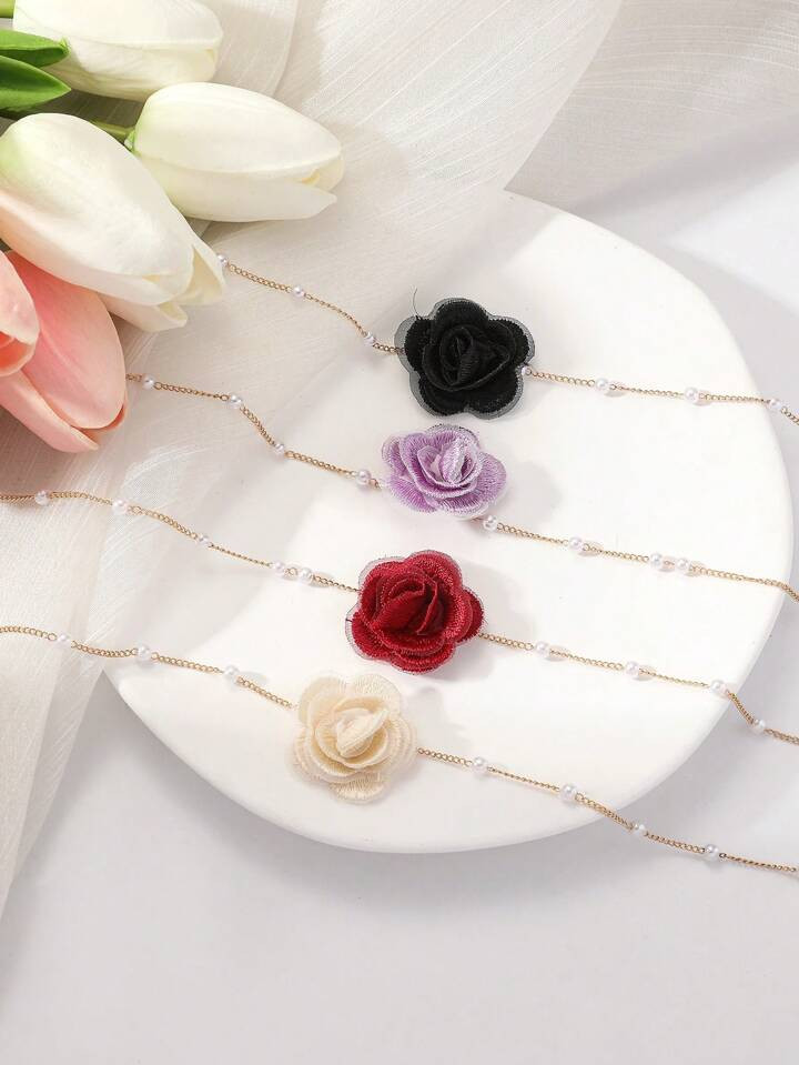 1 stuk Mode Bloem & Imitatieparelversiering Choker Voor vrouwen Voor Dagelijkse Decoratie | SHEIN