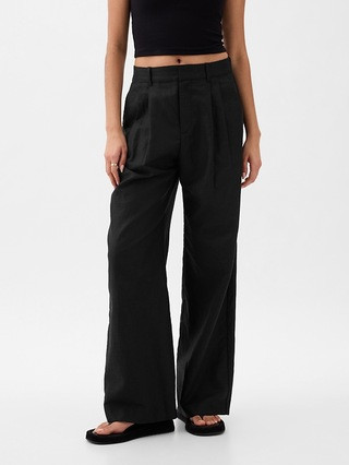 365 High Rise Linen-Cotton Trousers | Gap (US)