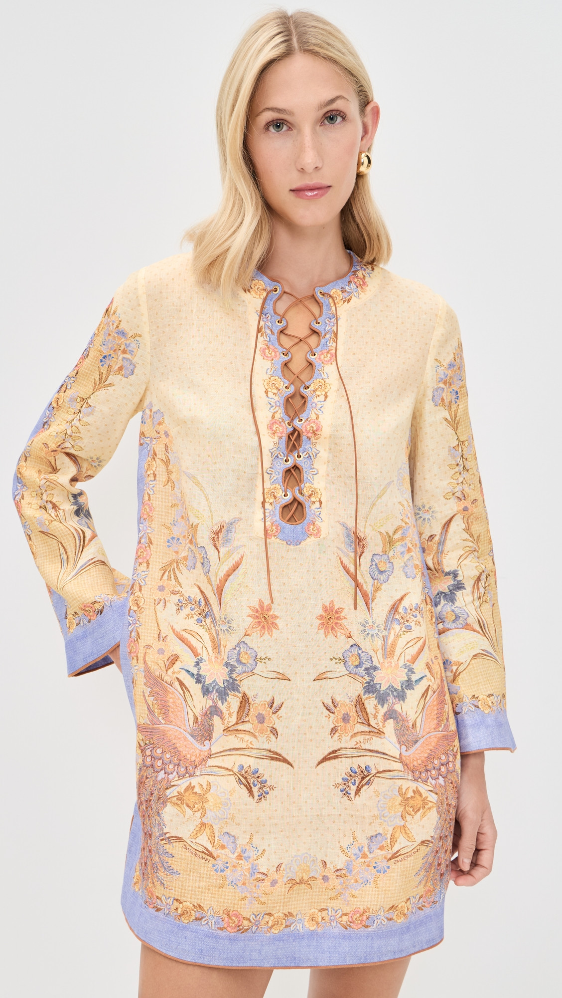Zimmermann Indra Tunic Mini Dress Biscuit Scarf Floral 4 | Shopbop