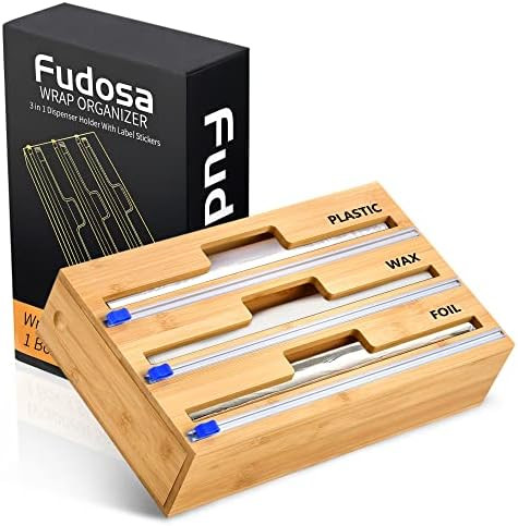 Fudosa foil and plastic wrap organizer，Tin Foil Cutter,WrapNeat 3 in 1 Wrap Dispenser with Cutt... | Amazon (US)