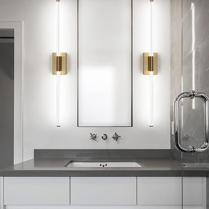 Aoceley 40 inch Modern Brass LED Vanity Light Bathroom Light Fixtures Over Mirror Modern Wall Bar... | Amazon (US)