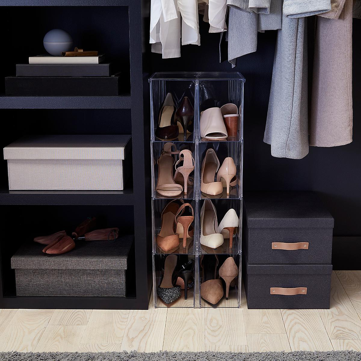 The Container Store Clearline Tall Divided Shoe Bin Clear | The Container Store