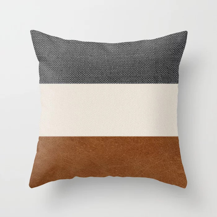 Scandinavian Modern Boho Cognac Chic Throw Pillow | Society6