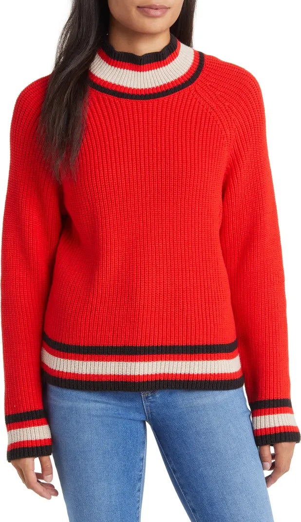 Sporty Stripe Mock Neck Sweater | Nordstrom