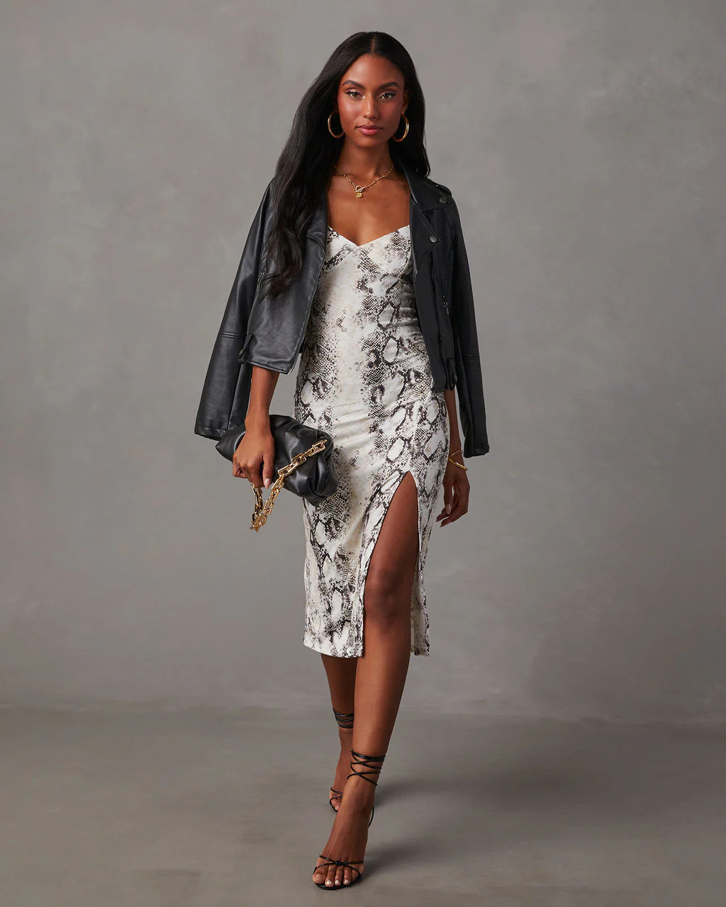 Seraphina Sleeveless Snake Print Midi Dress | VICI