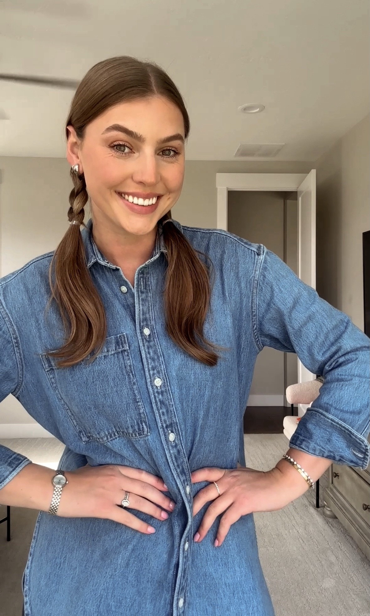 Denim shirt - small, jeans - 28

#LTKTall #LTKSaleAlert