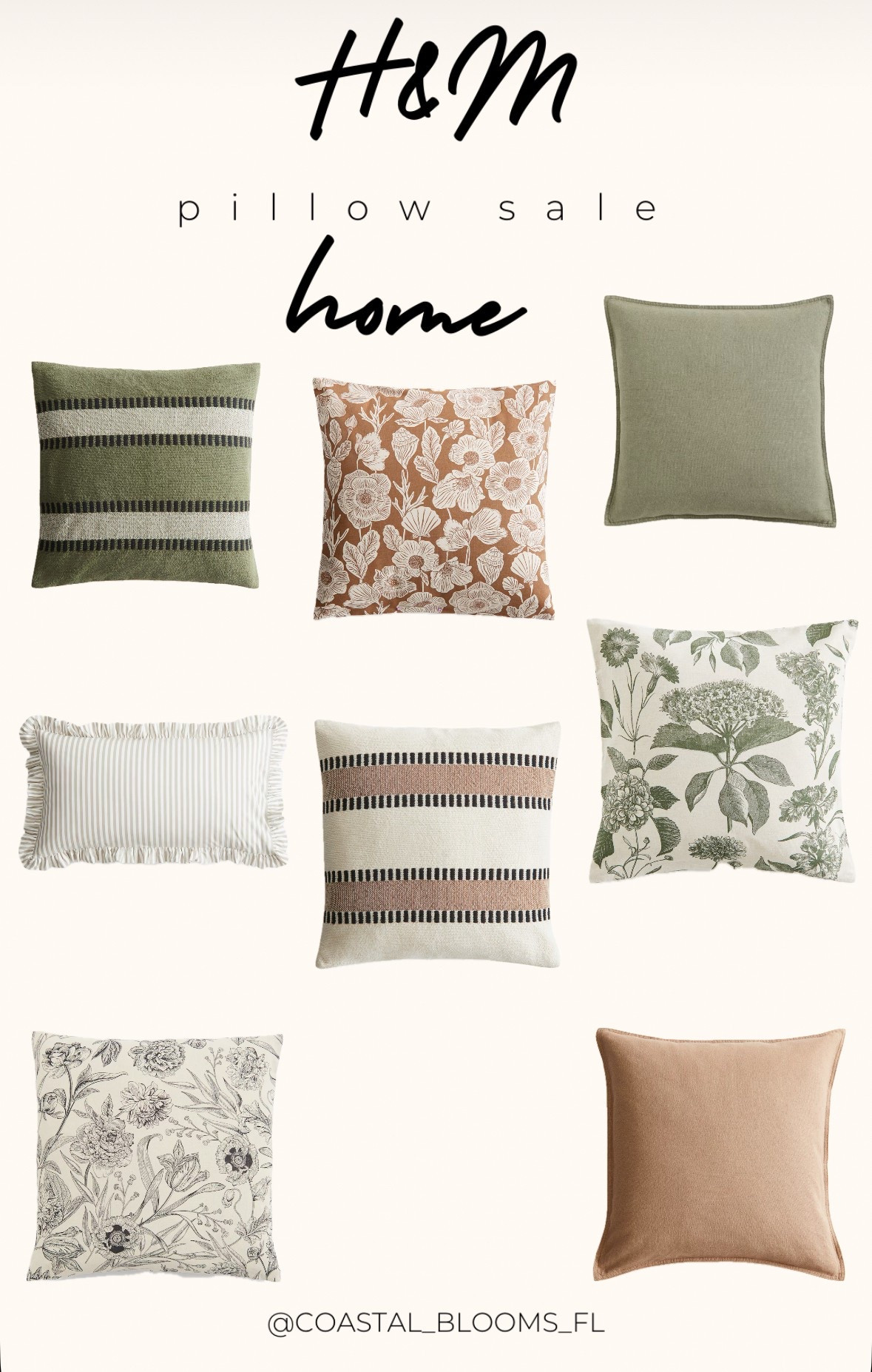 Spring pillow sale at H&M home. So many great patterns, don’t miss out! 
Coastal blooms, spring, interior, home decor, pillows 

#LTKHome #LTKSeasonal #LTKFindsUnder50