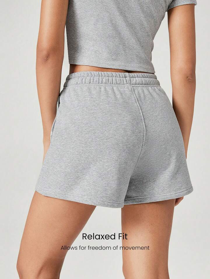 GLOWMODE 2.5" Everyday Terry Foldable High-Waist Drawstring Shorts Pocket Daily Casual Summer | SHEIN