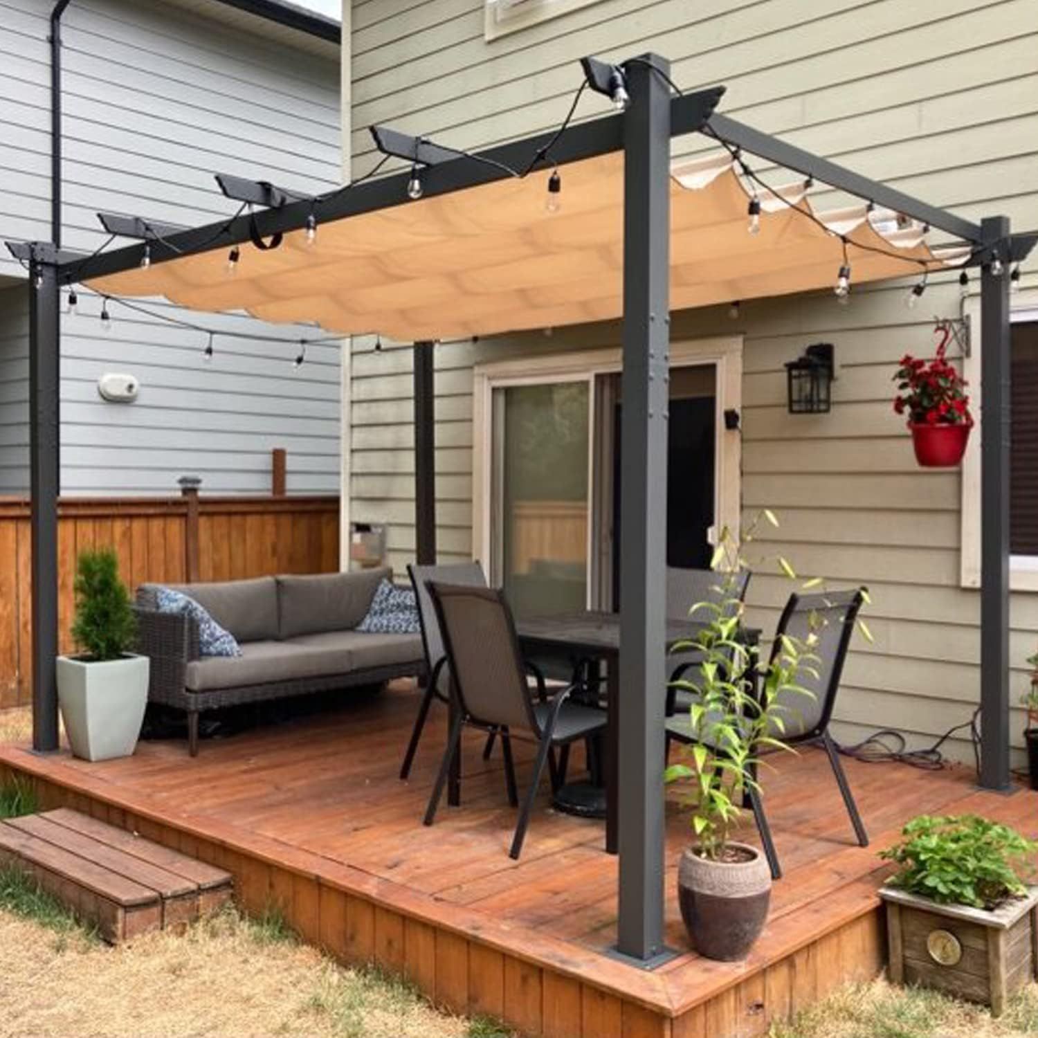 PURPLE LEAF 10' X 13' Outdoor Retractable Pergola with Shade Canopy Patio Metal Shelter for Porch... | Amazon (US)