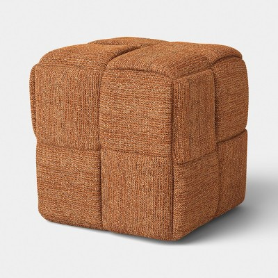 Upholstered Structured Woven Ottoman Burnt Orange - Threshold\u2122 | Target