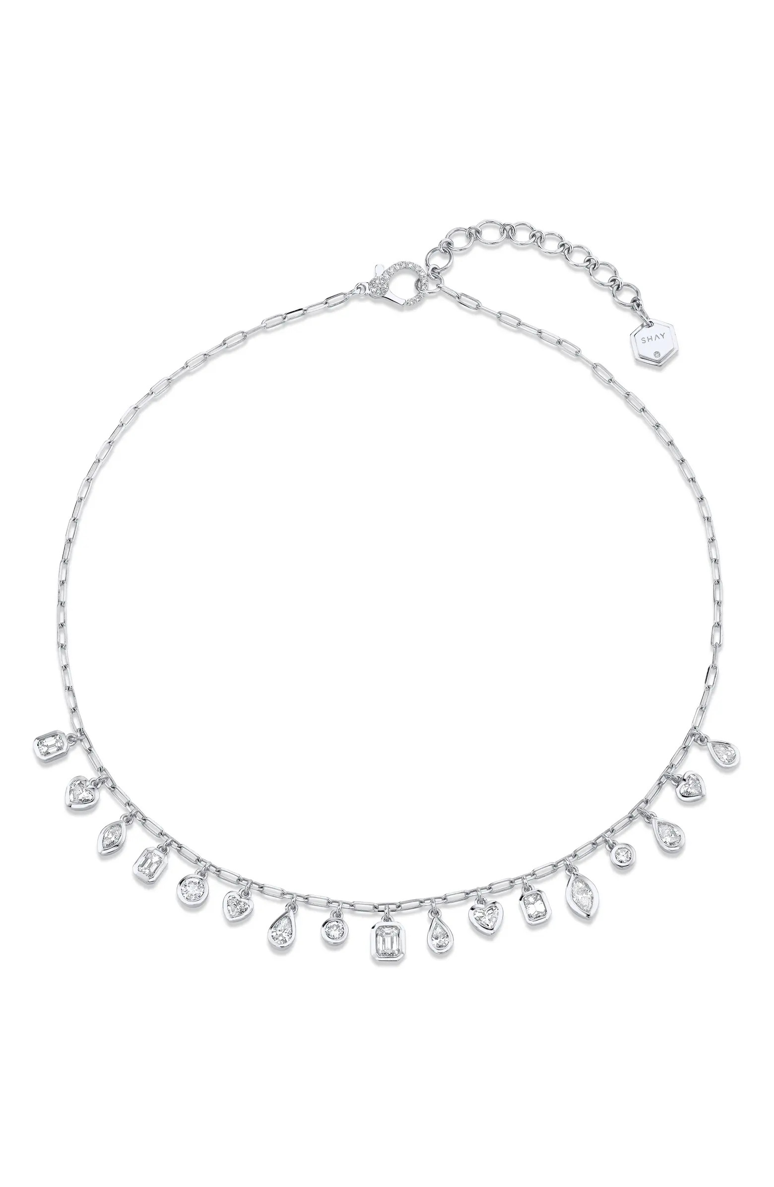 Mixed Bezel Diamond & 18K Gold Shaker Necklace | Nordstrom