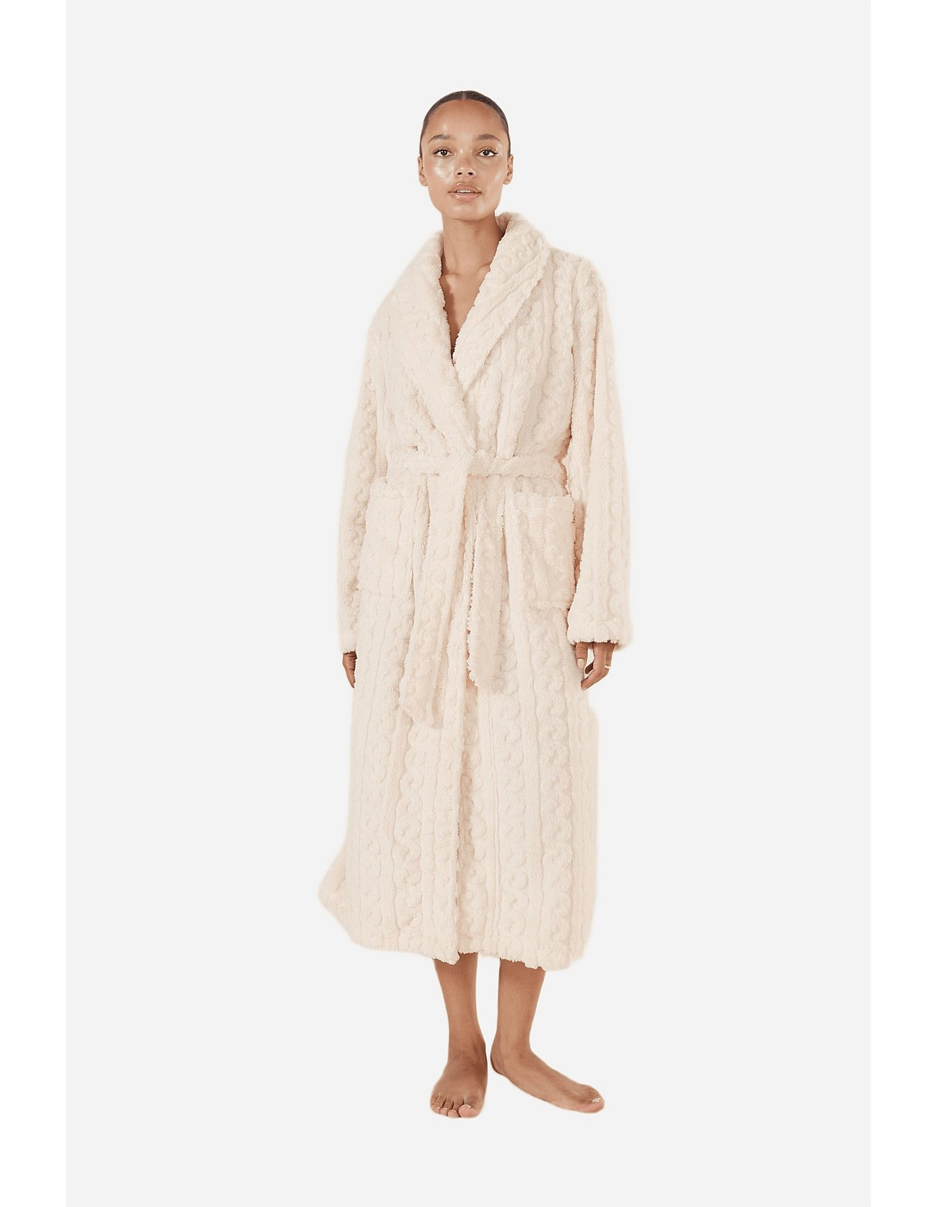 GABRIELLA PLUSH KNIT LONG ROBE | David Jones (Australia & New Zealand)