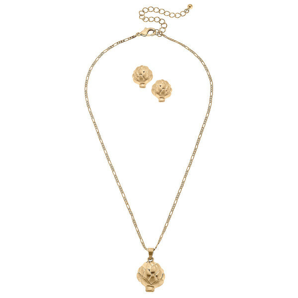 CANVAS Style x @ChappleChandler Suzy Artichoke Earring and Necklace Set | CANVAS