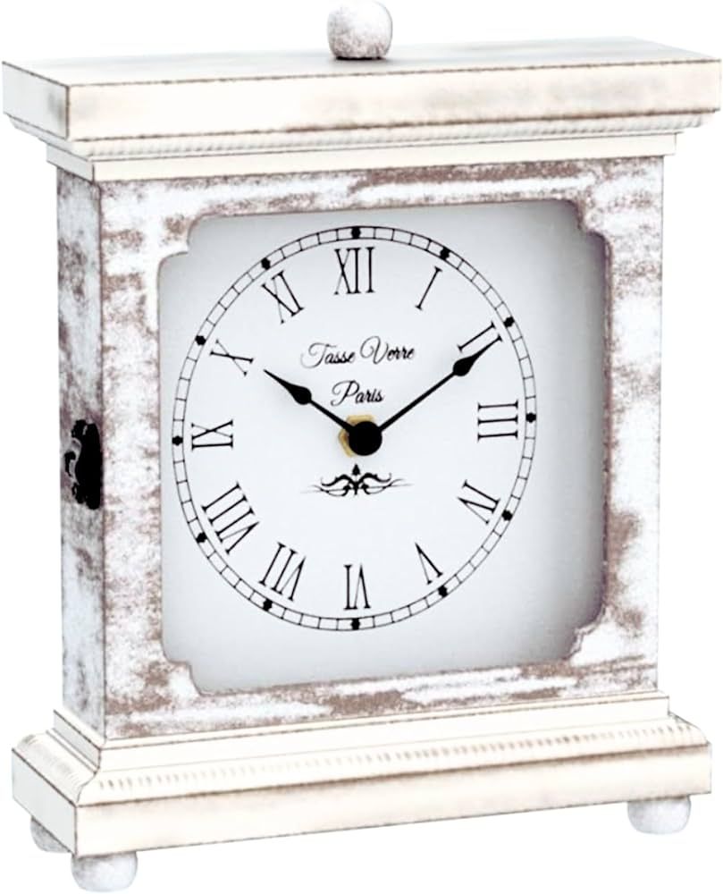 Tasse Verre Rustic Shelf Clock (Quiet) for Living Room Mantel, Table, Or Desk 9" X 7" Farmhouse D... | Amazon (US)