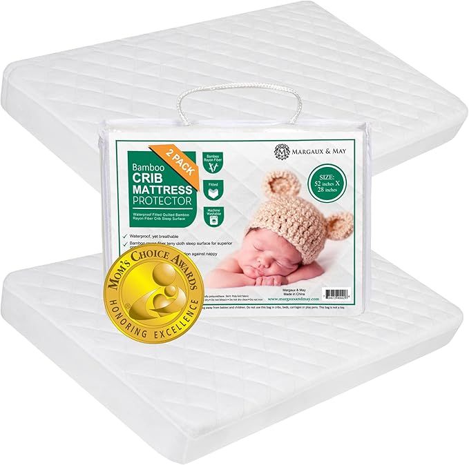 2 Pack Bamboo Waterproof Crib Mattress Protector Pad (Mom's Choice Award Winner) by Margaux & May... | Amazon (US)