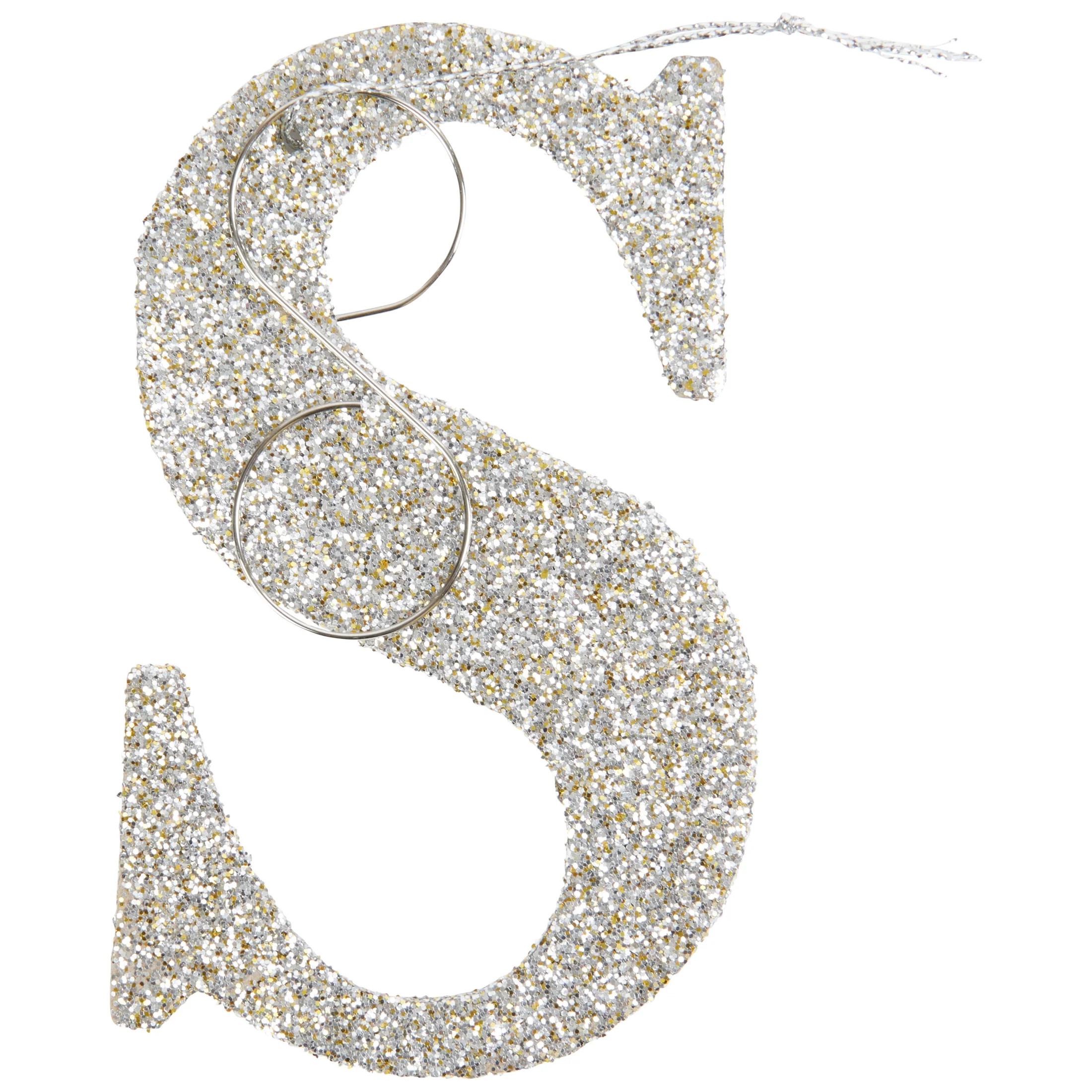 Silver & Gold Glitter Monogram Letter Christmas Ornament, Letter S, by Holiday Time - Walmart.com | Walmart (US)