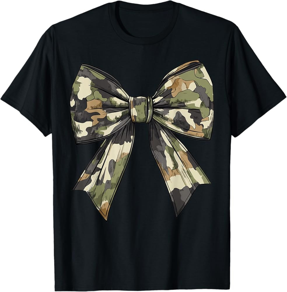 Camouflage Old Camo Bow Camo Coquette Bow Hunting Women Girl T-Shirt | Amazon (US)