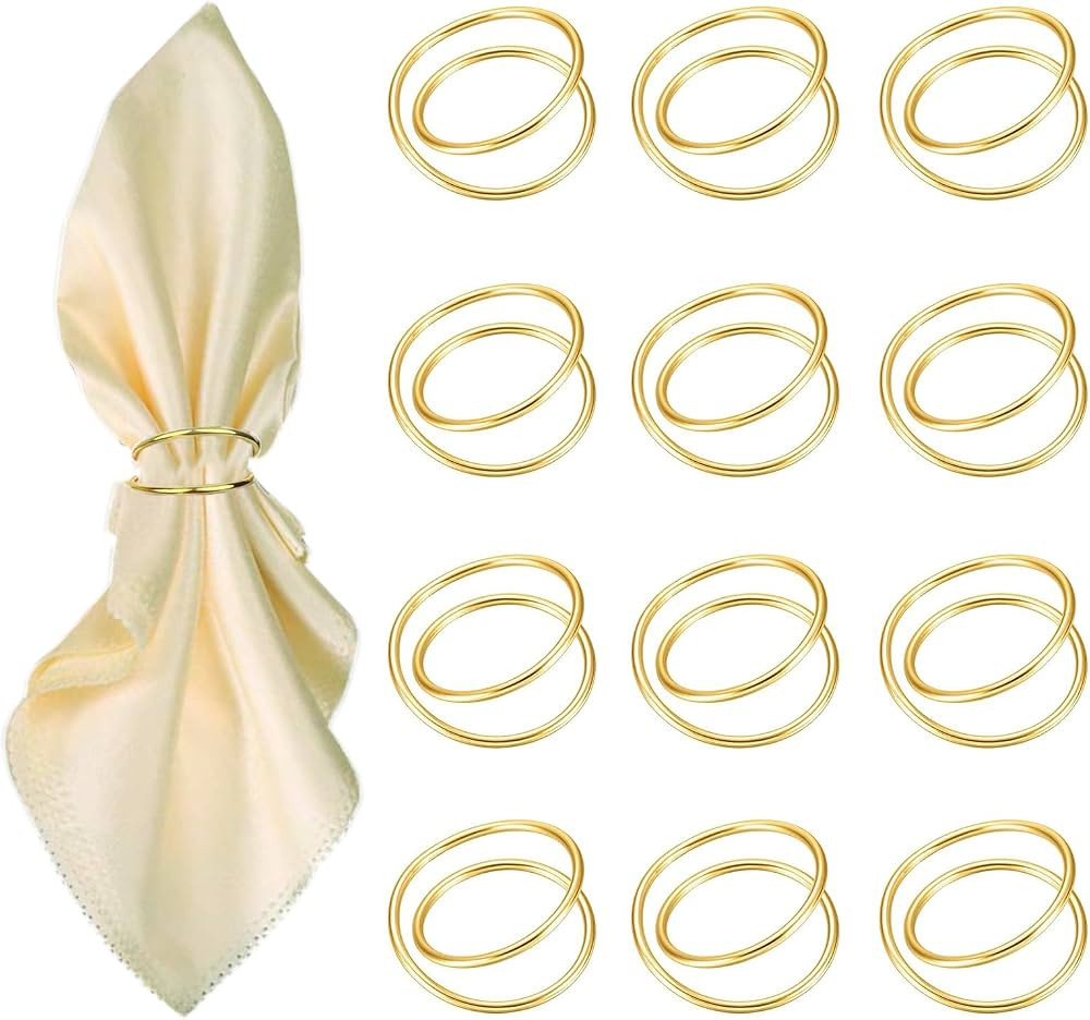 Gold Napkin Rings-12 PCS Metal Spiral Napkin Rings(Spiral) Napkin Holders Buckles for Family Dinn... | Amazon (US)