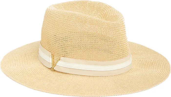 Grosgrain Faux Leather Band Panama Hat | Nordstrom Rack