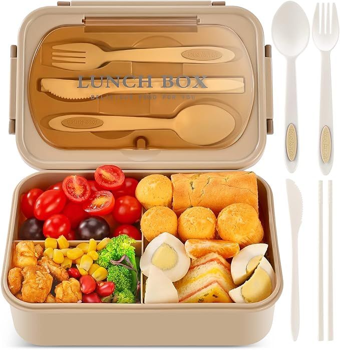 Bento Lunch Box for Kids and Adults with 3 Compartment Leak Proof Lunch Boxes for Men Women Food ... | Amazon (US)