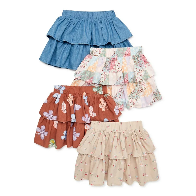 Garanimals Baby and Toddler Girls Denim and Woven Skirts, 4-Pack, Sizes 12 Months-5T | Walmart (US)